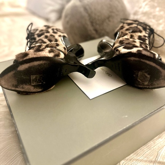 LAST CALL- CLOSING, ESTATE SALE $1790 Tom Ford Black and Brown Leopard Heels - Picture 6 of 8